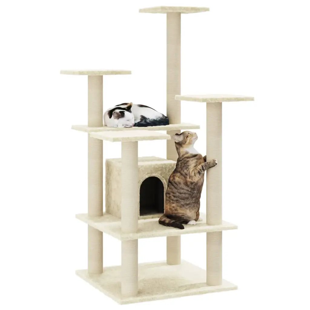 vidaXL vidaXL Cat Tree with Sisal Scratching Posts Cream 110 cm - Cat Tree
