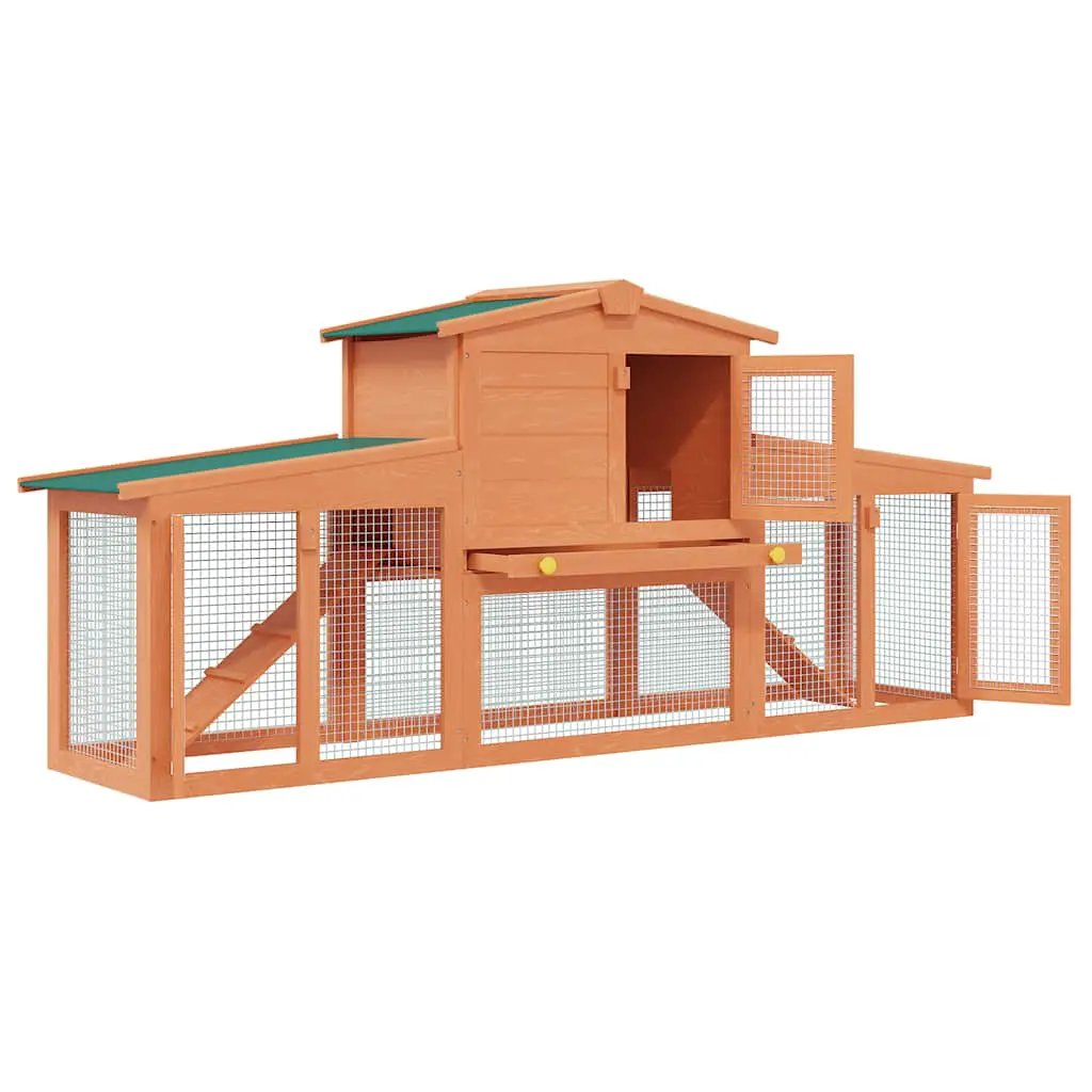 vidaXL Large Rabbit Hutch Small Animal House Pet Cage with Roofs Wood - from vidaXL