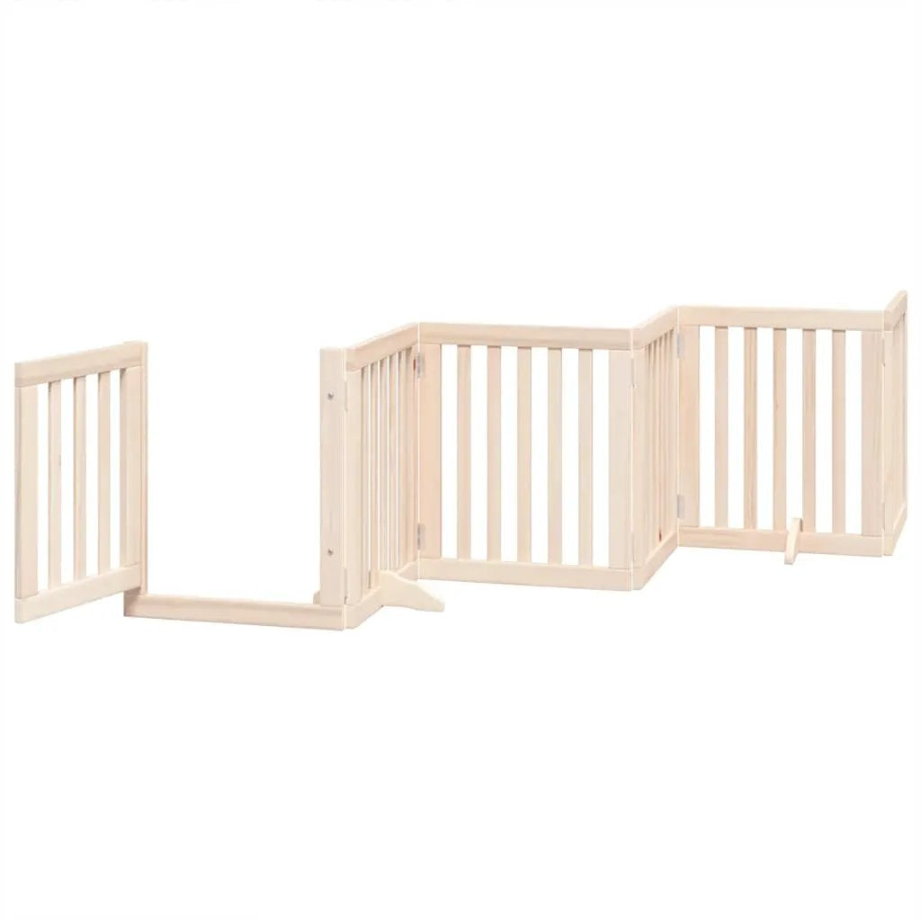 vidaXL Dog Gate with Door Foldable 9 Panels 450 cm Poplar Wood - from vidaXL