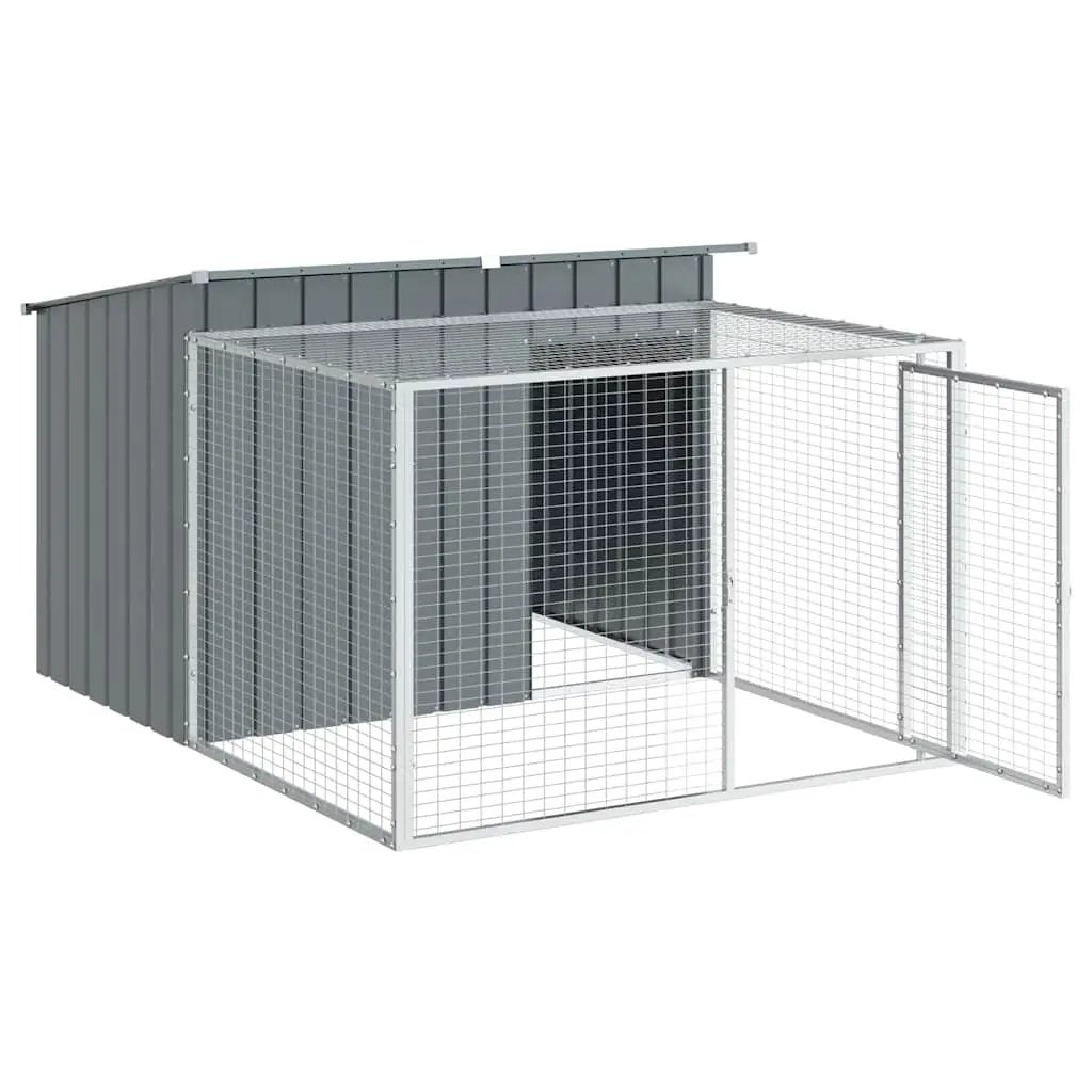 vidaXL Dog House with Run Anthracite 153x194x110 cm Galvanised Steel - from vidaXL