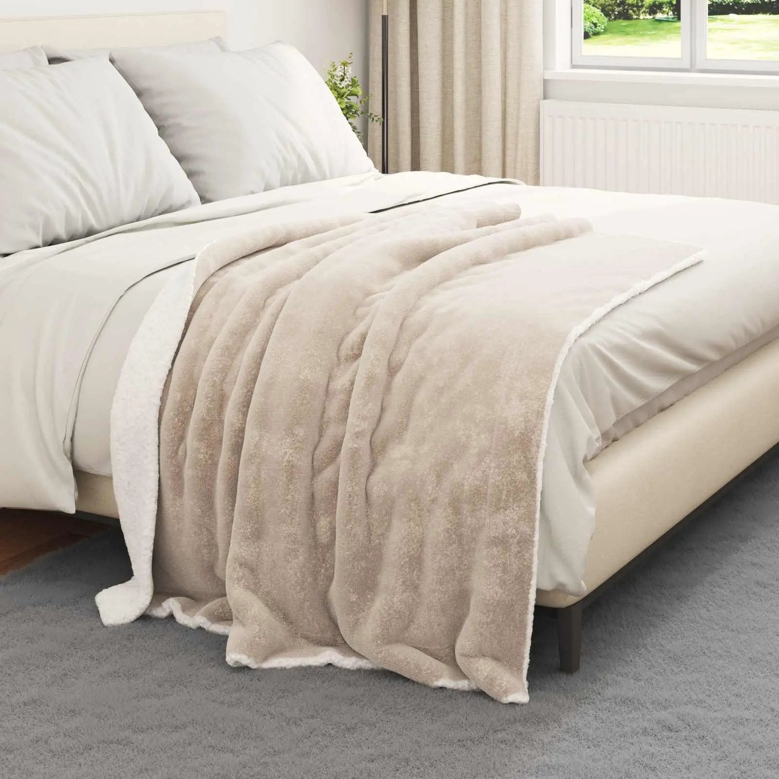 vidaXL vidaXL Throw Blanket Beige 130 x 150 cm Fleece - Throws