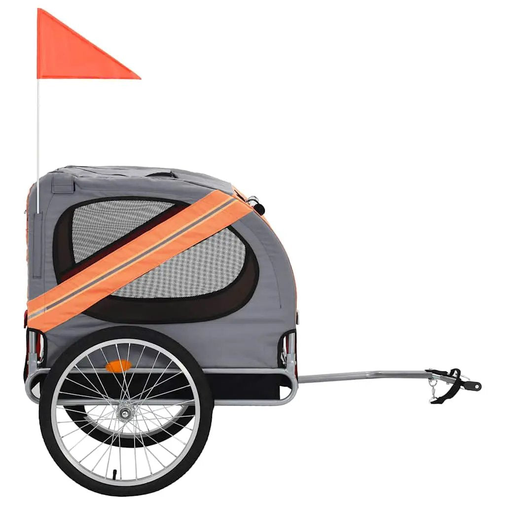 vidaXL Pet Bike Trailer Orange and Grey - from vidaXL