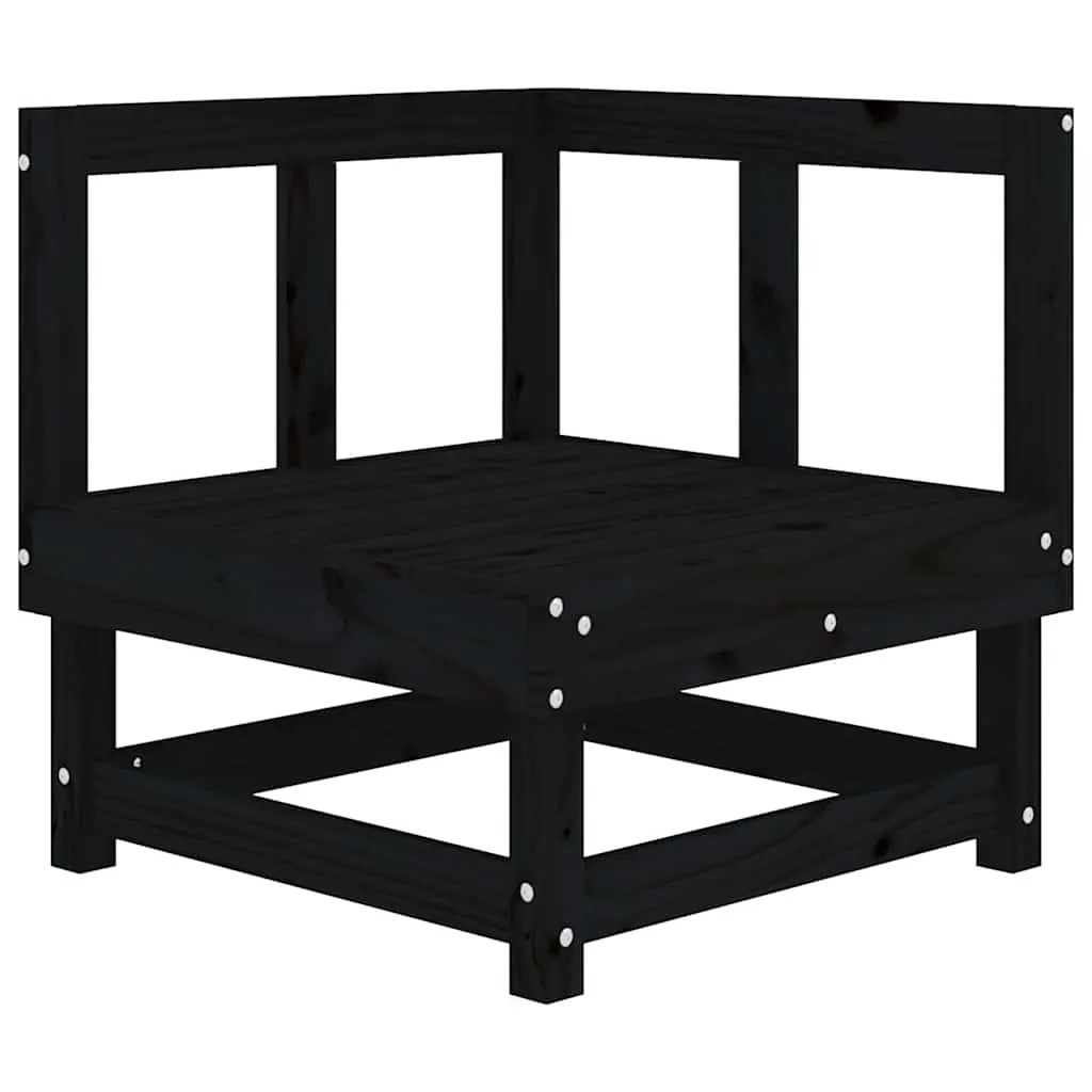 vidaXL vidaXL Corner Sofa with Cushions Black Solid Wood Pine - Garden Sofa Sets