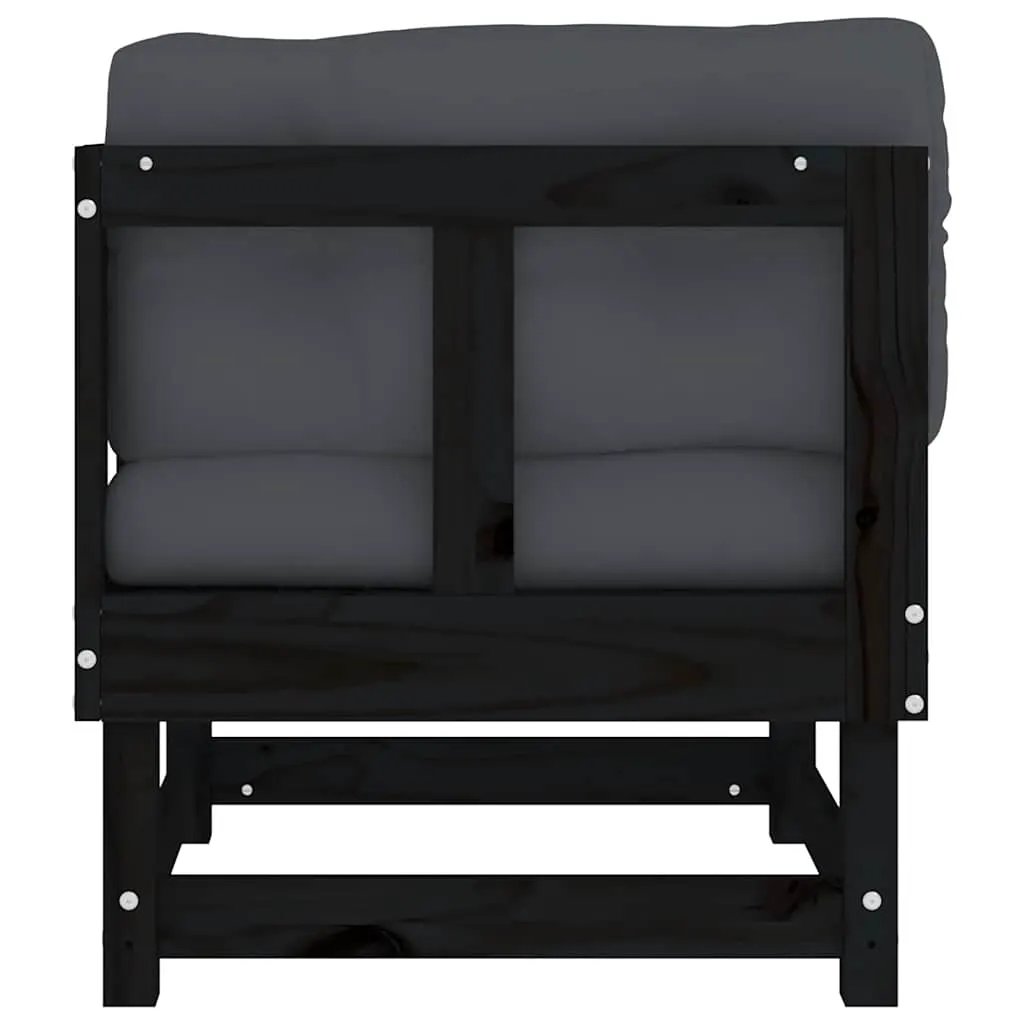 vidaXL vidaXL Corner Sofa with Cushions Black Solid Wood Pine - Garden Sofa Sets