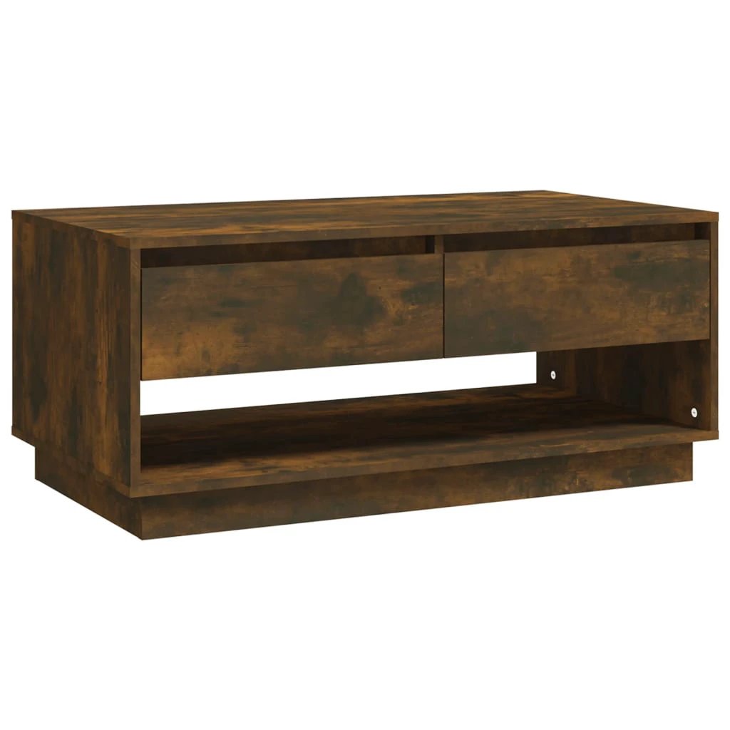 VidaXL Coffee Table Smoked Oak 102.5x55x44 cm With Drawers For Living Room Storage by vidaXL