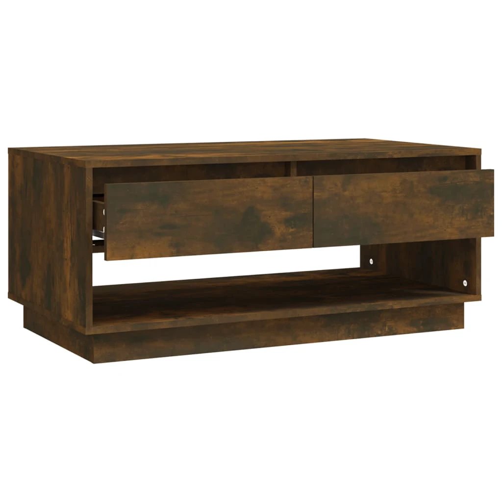 VidaXL Coffee Table Smoked Oak 102.5x55x44 cm With Drawers For Living Room Storage by vidaXL