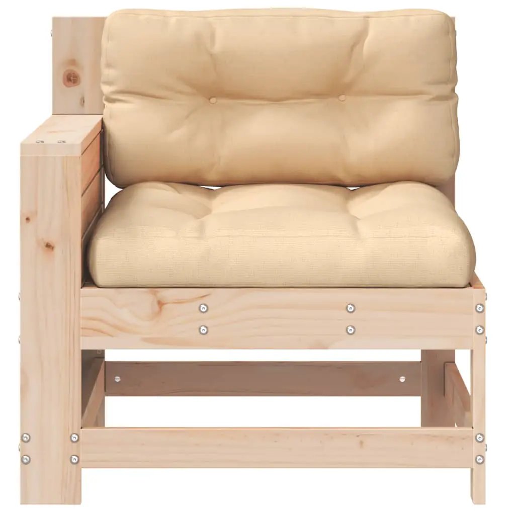 vidaXL vidaXL Garden Armrest Sofa with Cushion Solid Wood Pine - Garden Sofa Sets