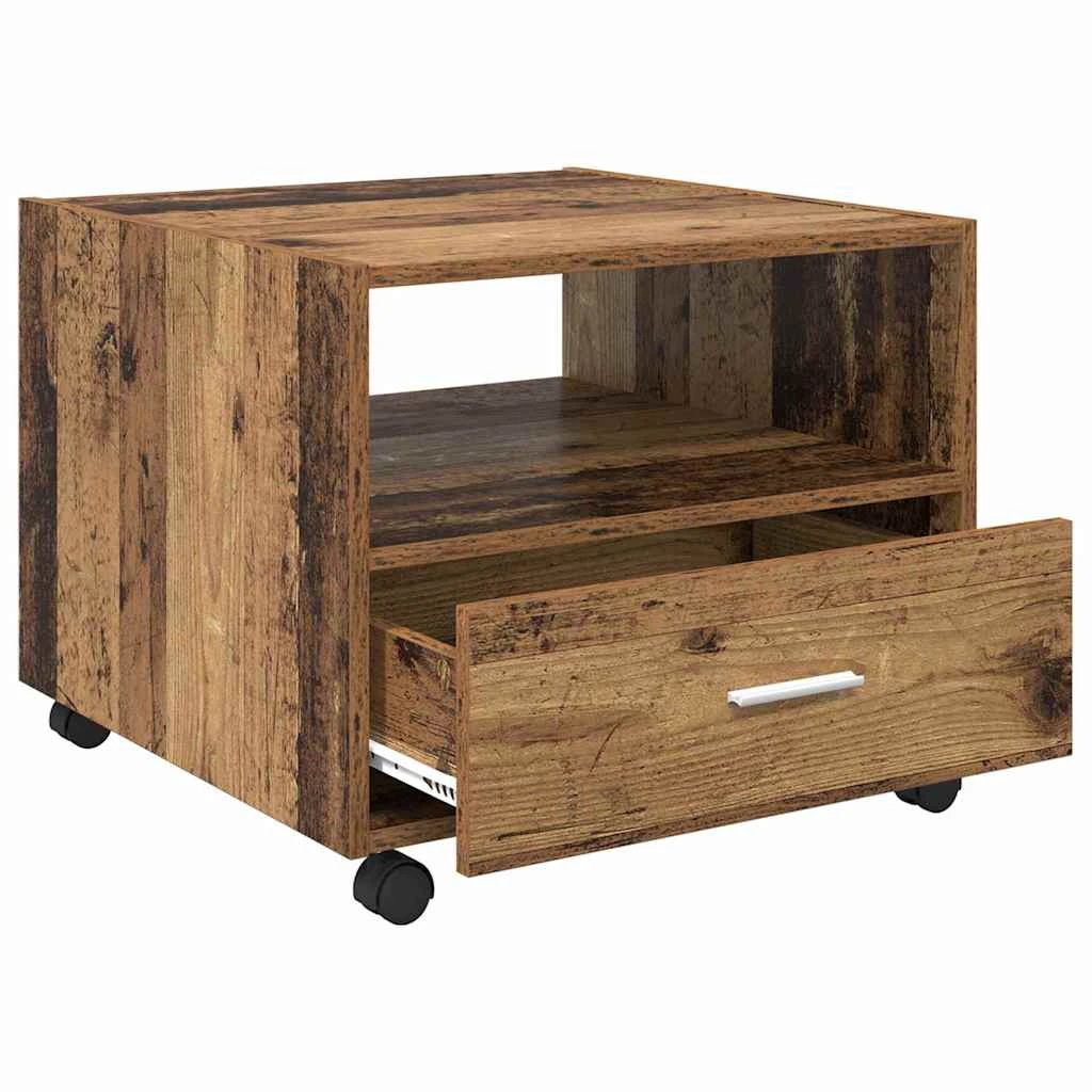 vidaXL VidaXL Coffee Table 55x55x45cm Engineered Wood With Storage Drawer On Wheels For Living Room - Coffee Table