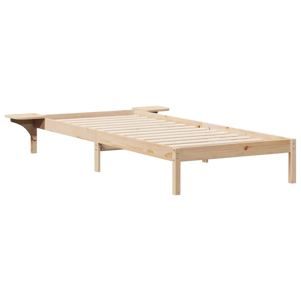vidaXL Bed Frame with Side Tables Natural 80 x 210 cm Solid Pine Wood - from vidaXL