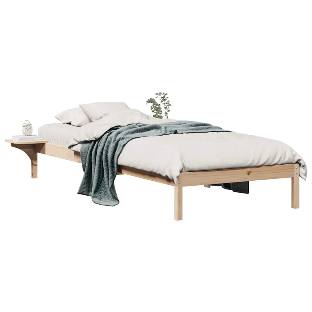 vidaXL Bed Frame with Side Tables Natural 80 x 210 cm Solid Pine Wood - from vidaXL