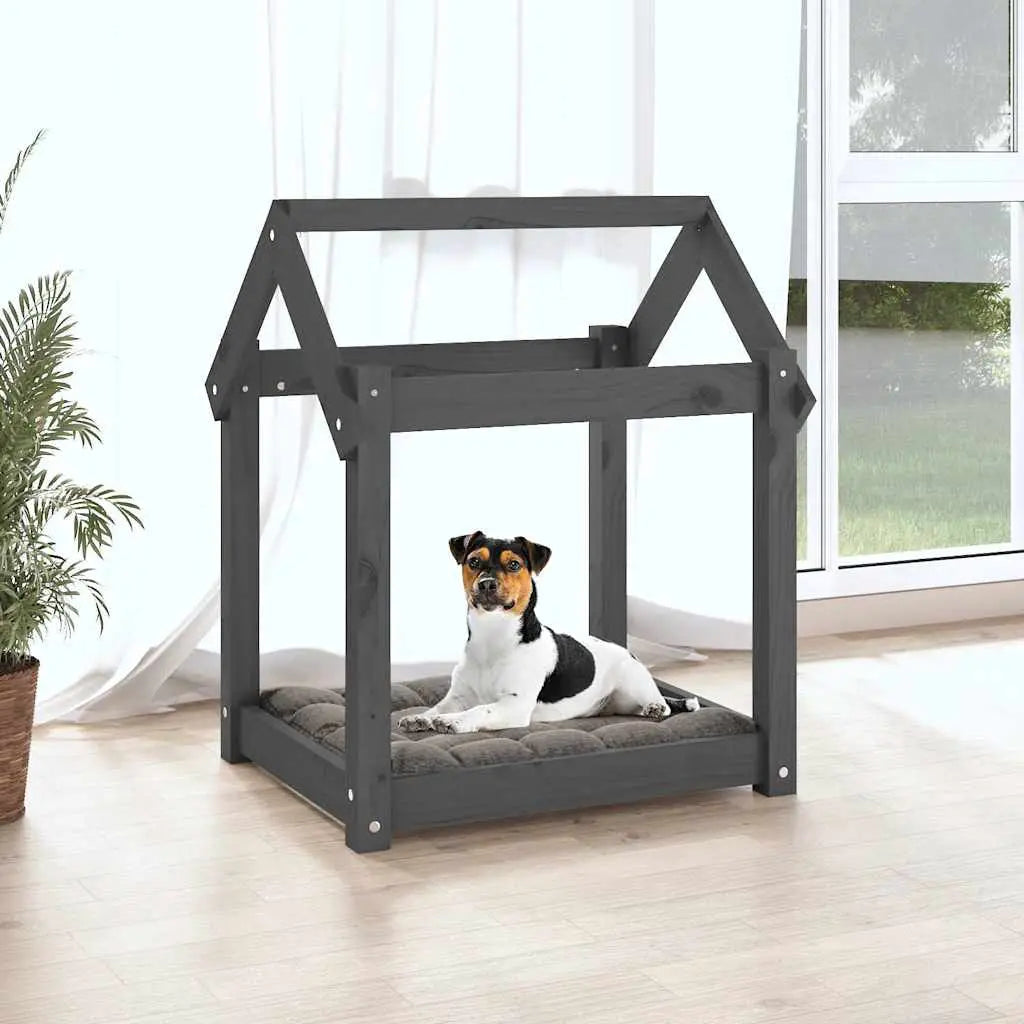 vidaXL Dog Bed | Grey | Solid Pine Wood | Small/Medium | Durable | Dog Bed - from vidaXL