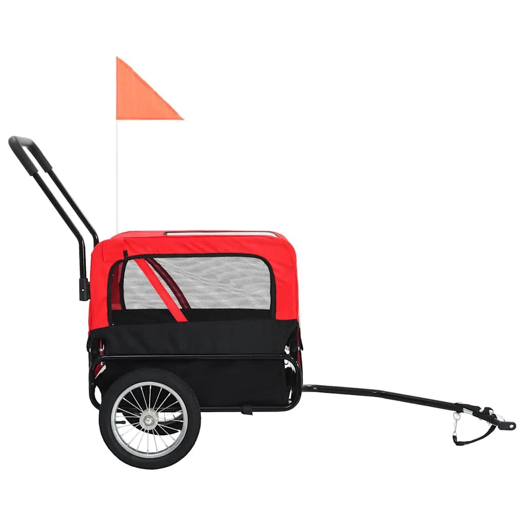 vidaXL 2-in-1 Pet Bike Trailer & Jogging Stroller Red and Black - from vidaXL