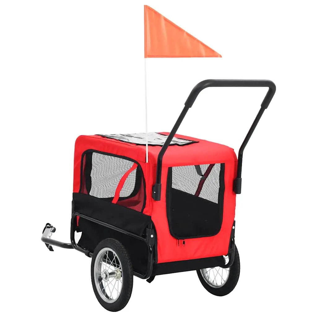 vidaXL 2-in-1 Pet Bike Trailer & Jogging Stroller Red and Black - from vidaXL
