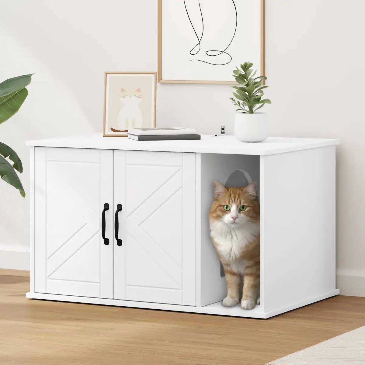 vidaXL vidaXL Cat House White 85 x 55 x 50 cm Engineered Wood - Cat House