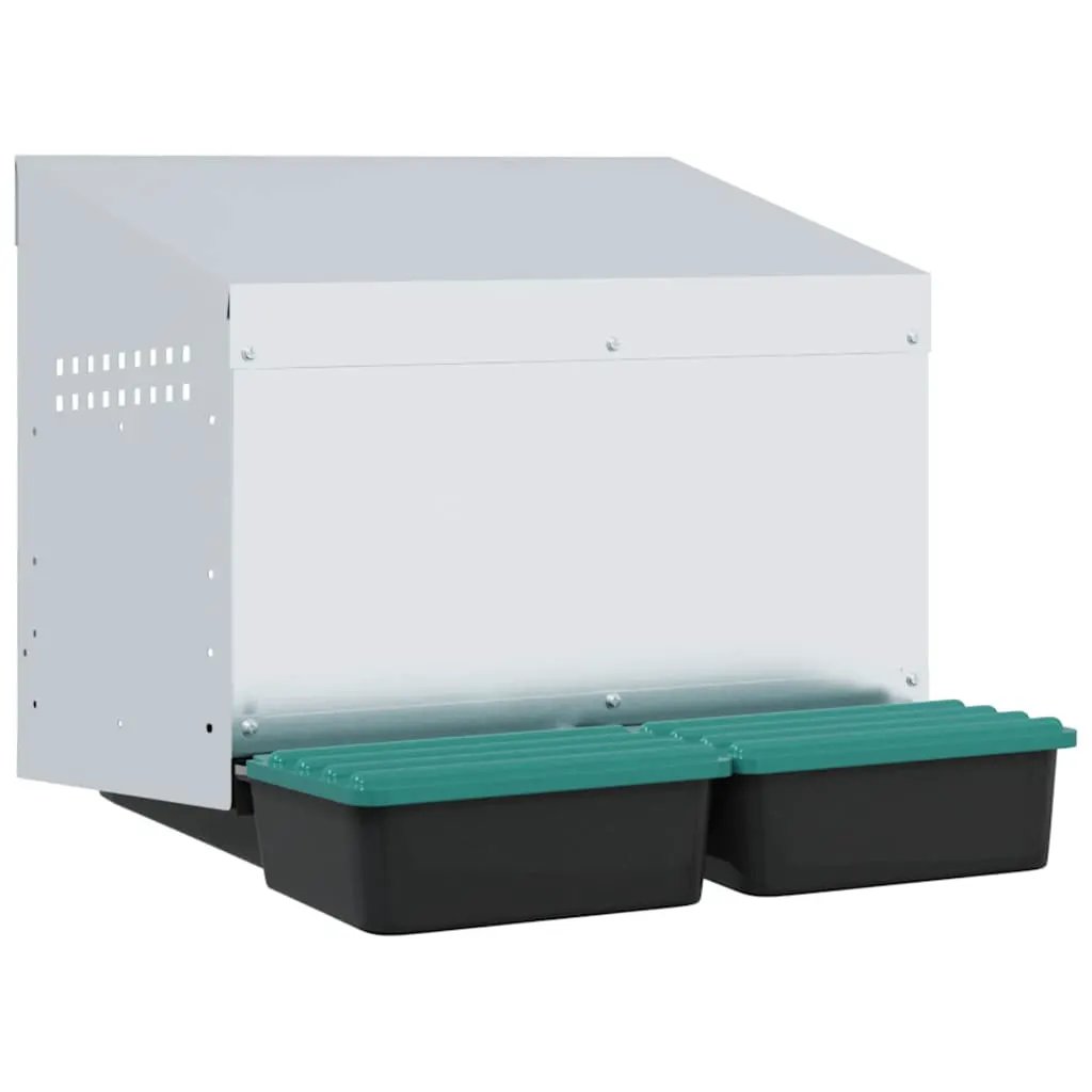 vidaXL vidaXL Chicken Nesting Box 2 Compartments Wall-Mounted Galvanised Steel - Chicken Coop