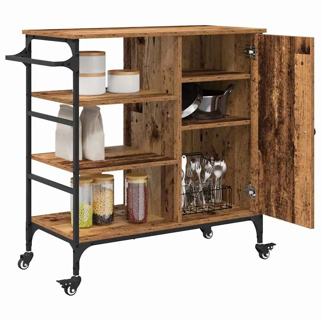 vidaXL Kitchen Trolley Old Wood 87.5 x 39 x 84.5 cm Engineered Wood - from vidaXL