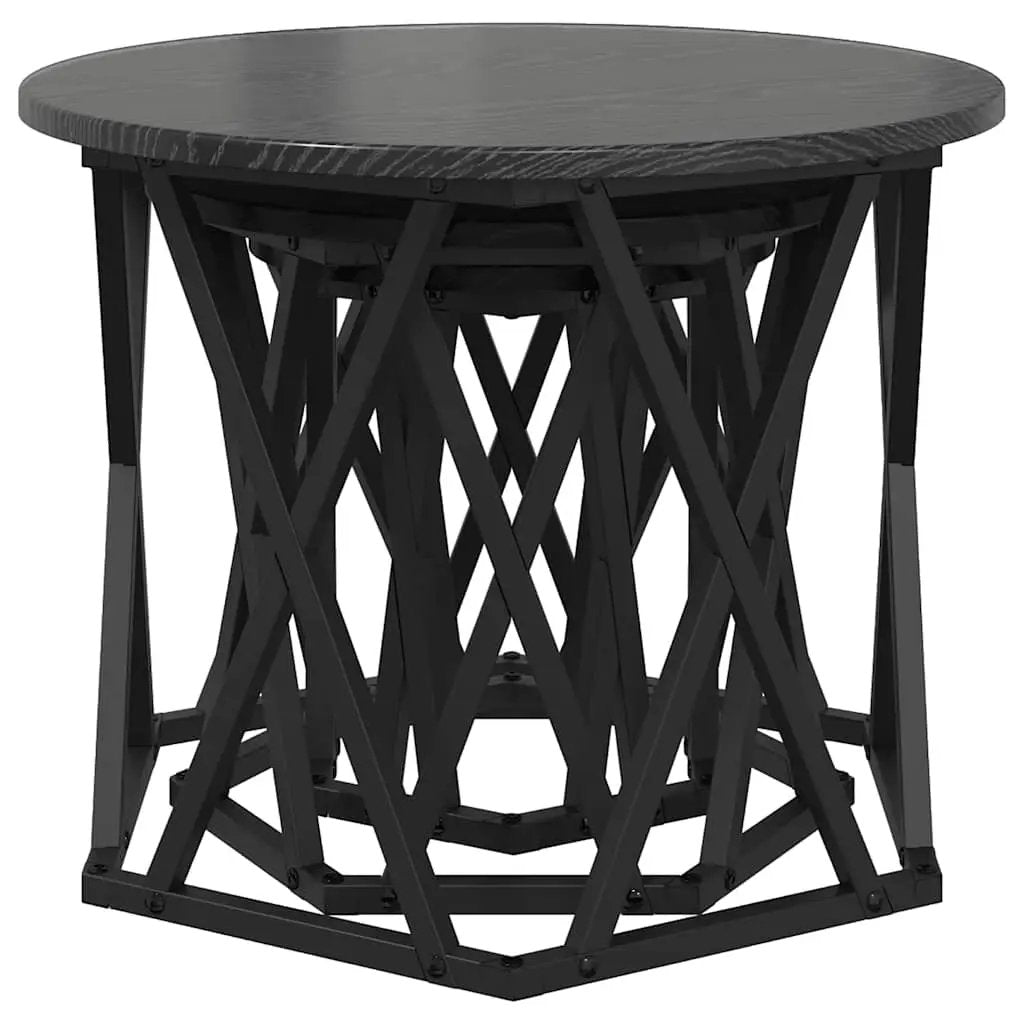 vidaXL vidaXL Nesting Side Table 3 pcs Black Oak Engineered Wood and Steel - Nest of Tables