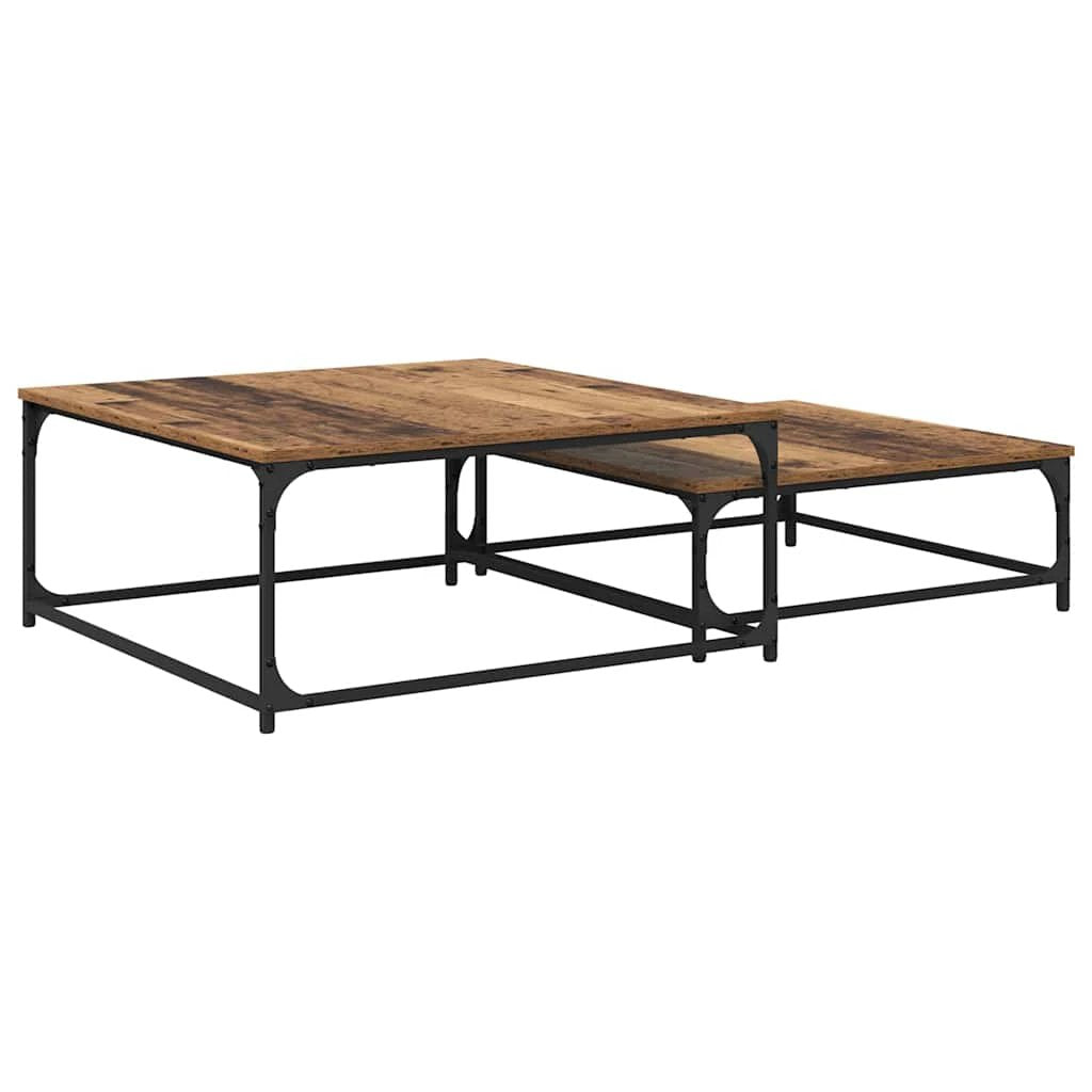 VidaXL Coffee Table 2pc Engineered Wood Steel by vidaXL