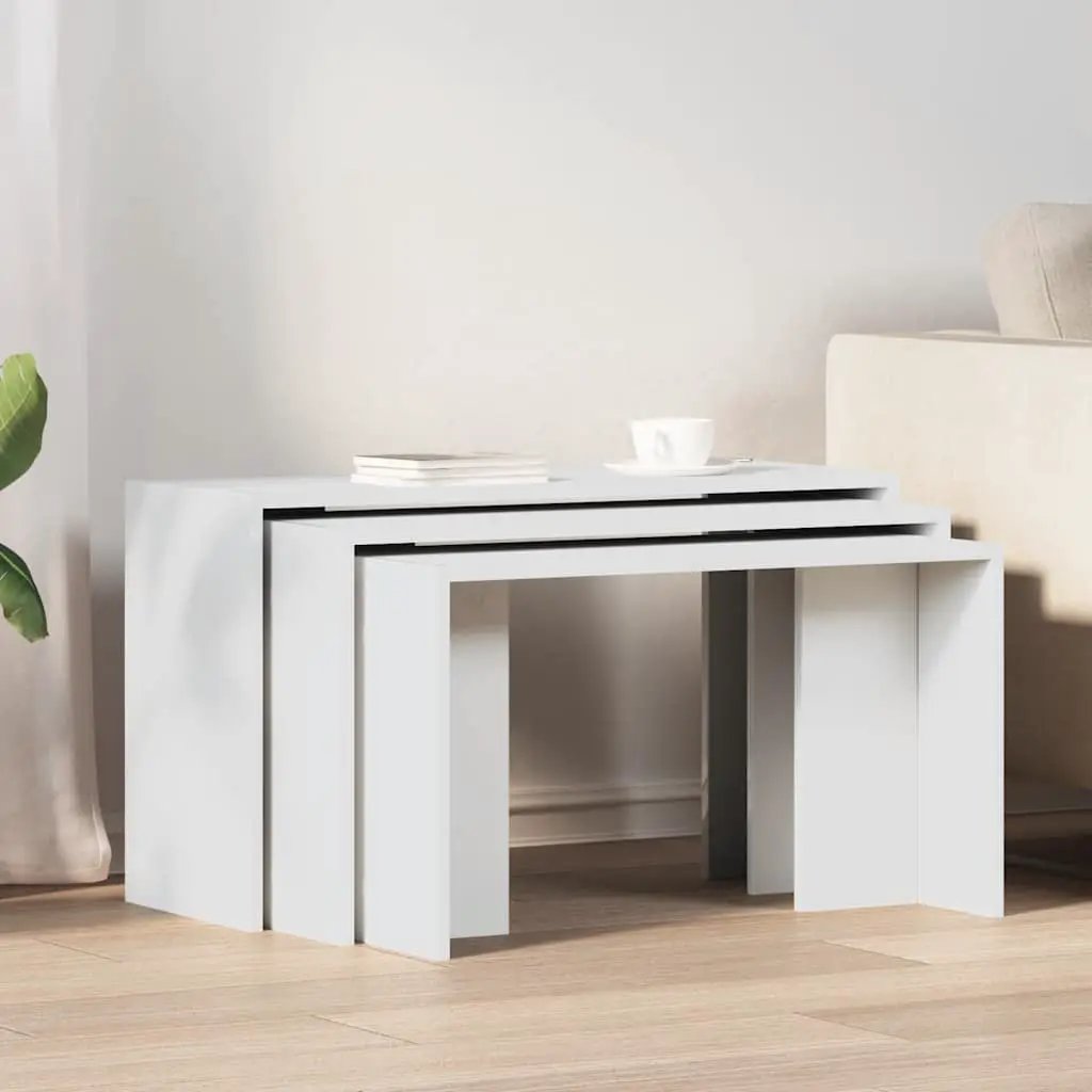 vidaXL vidaXL Nesting Tables 3 pcs White Engineered Wood - Nest of Tables