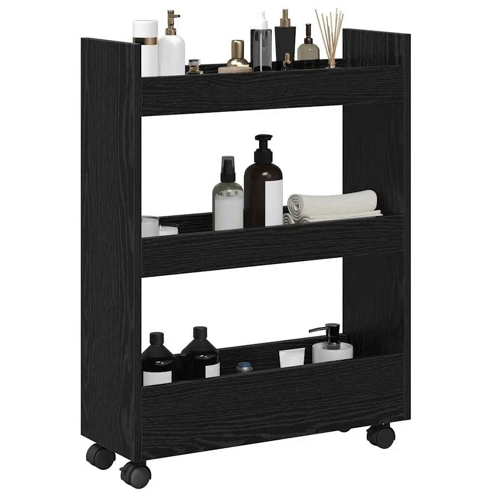 vidaXL Narrow Storage Trolley Black Oak 60 x 22 x 80 cm - from vidaXL