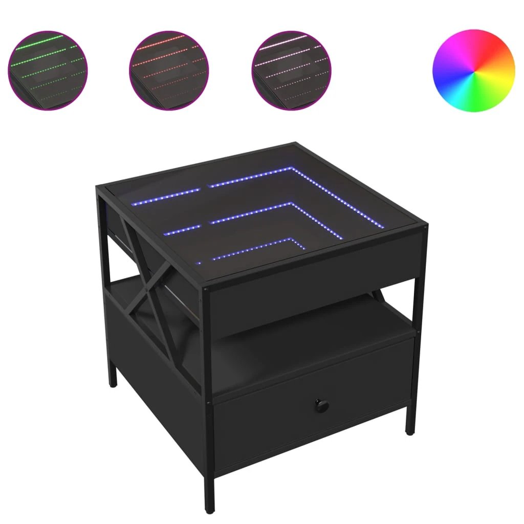 VidaXL Coffee Table 50x50x51 cm Infinity LED Mirror RGB Light for Living Room Decor by vidaXL