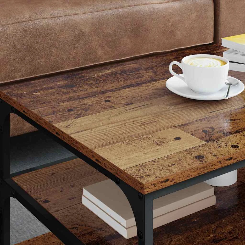 VidaXL Coffee Table 90 x 49 x 40 cm Engineered Wood Rustic Industrial Two Tier Storage For Living Room by vidaXL