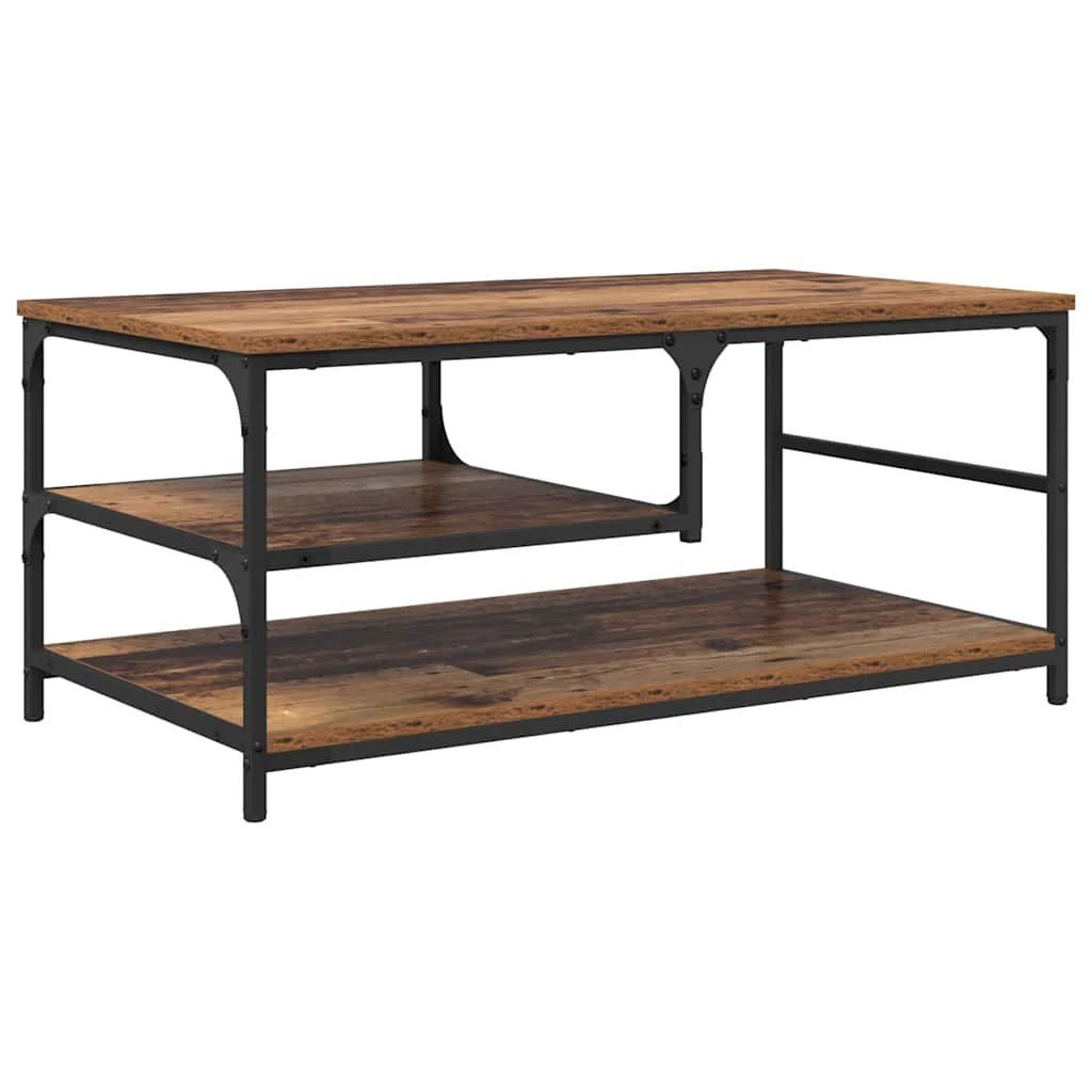 VidaXL Coffee Table 90 x 49 x 40 cm Engineered Wood Rustic Industrial Two Tier Storage For Living Room by vidaXL
