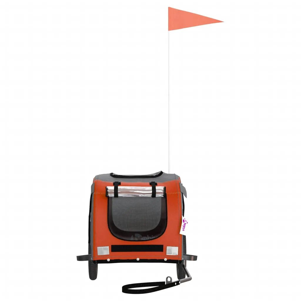 vidaXL Pet Bike Trailer Orange and Grey Oxford Fabric and Iron - from vidaXL