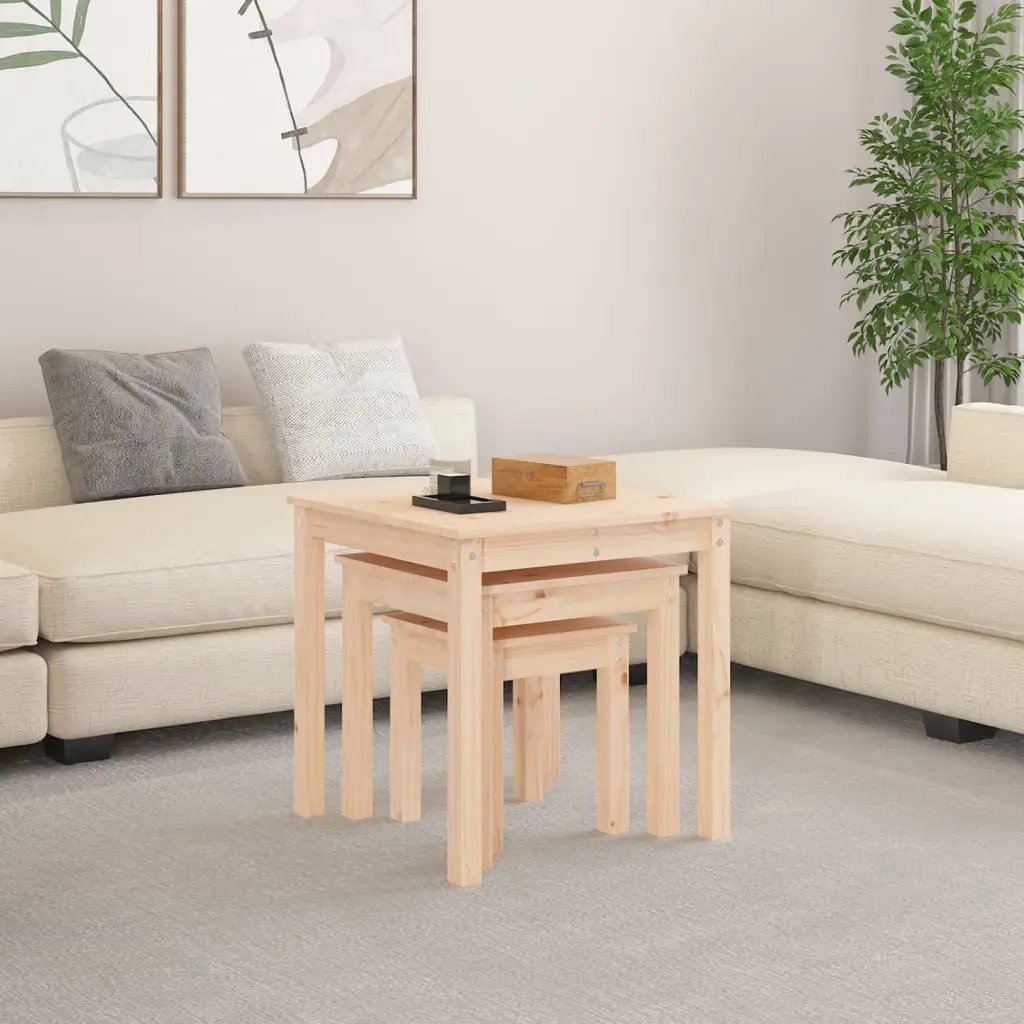 vidaXL vidaXL Nesting Tables 3 pcs Solid Wood Pine - Nest of Tables
