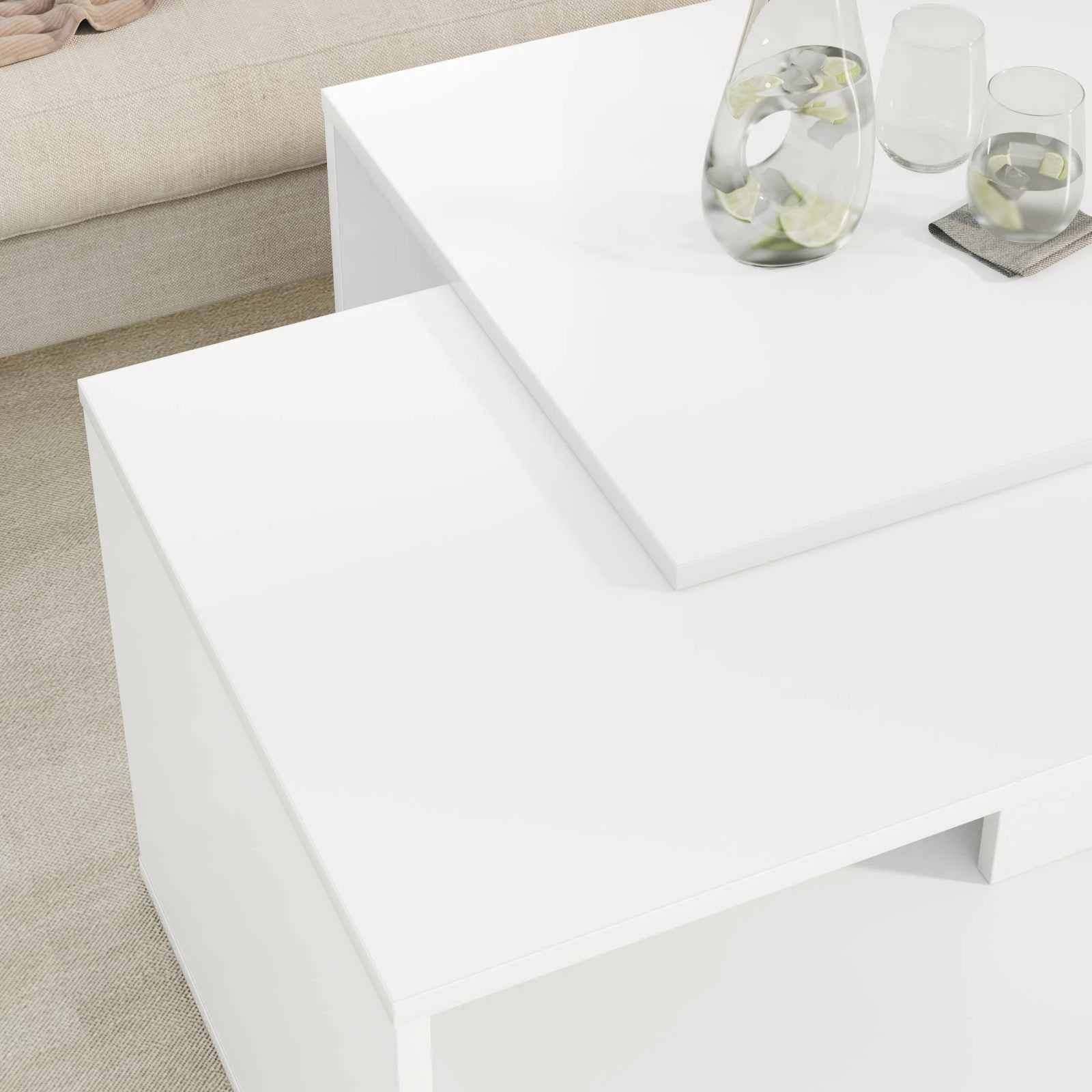 vidaXL VidaXL Coffee Table Set White Wood Modern - Coffee Table