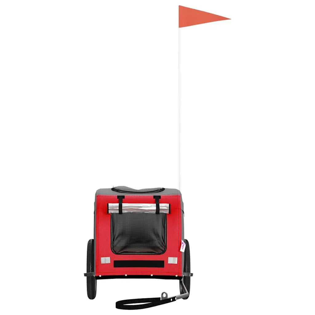 vidaXL Pet Bike Trailer Red and Grey Oxford Fabric and Iron - from vidaXL