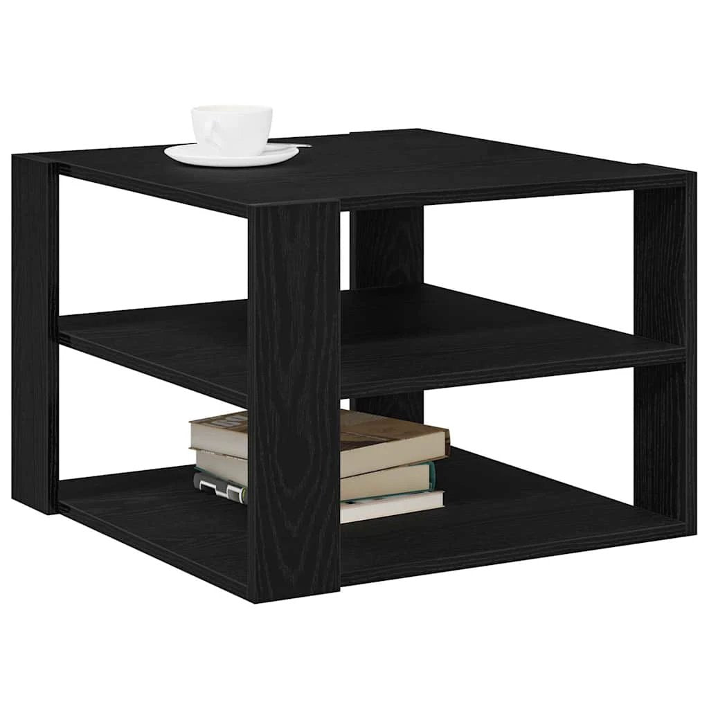 vidaXL Coffee Table 58 by 58 by 40 cm Black Oak Engineered Wood Modern Living Room Decor by vidaXL