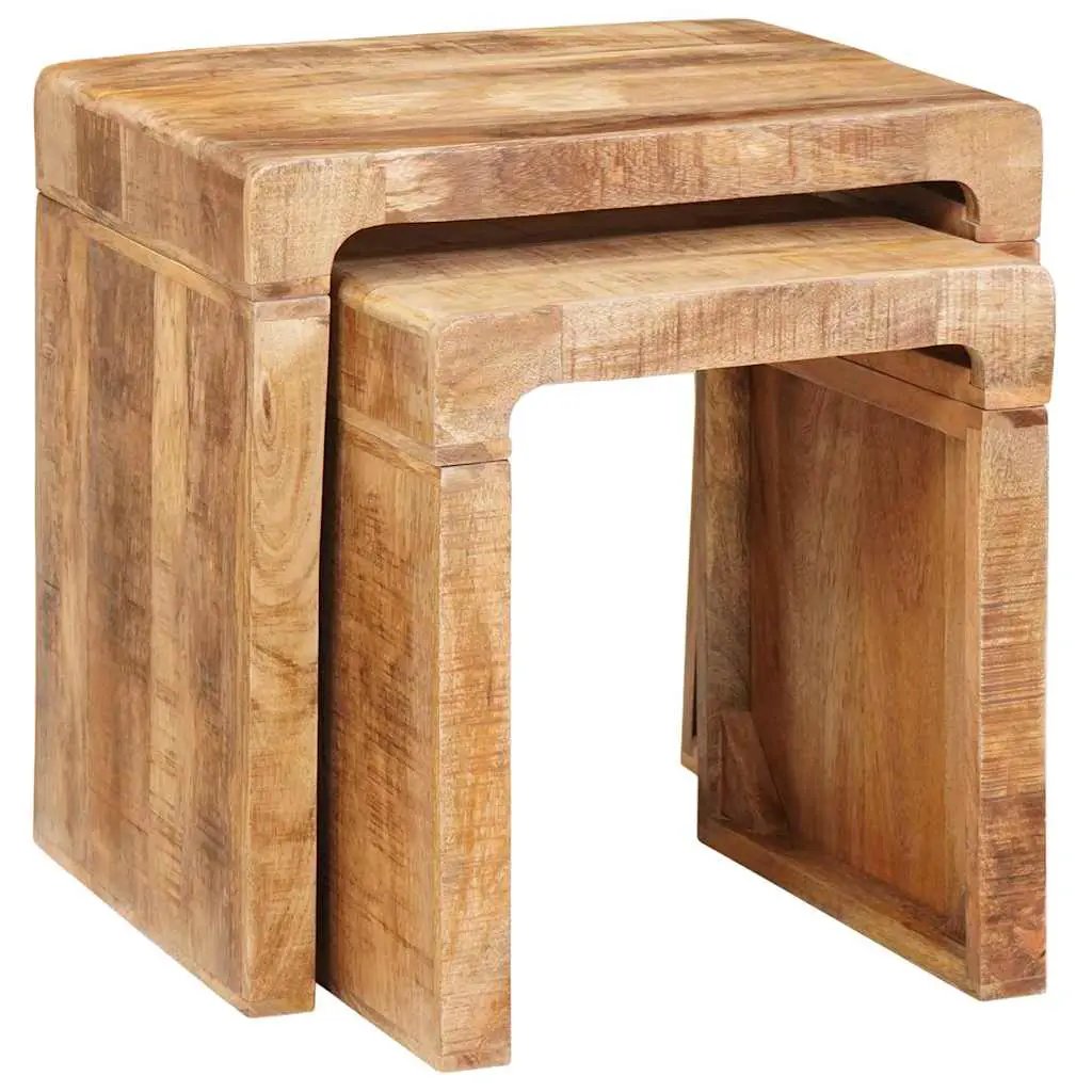 vidaXL vidaXL Nesting Tables 2 pcs Brown 46 x 40 x 46 cm Solid Mango Wood - Nest of Tables