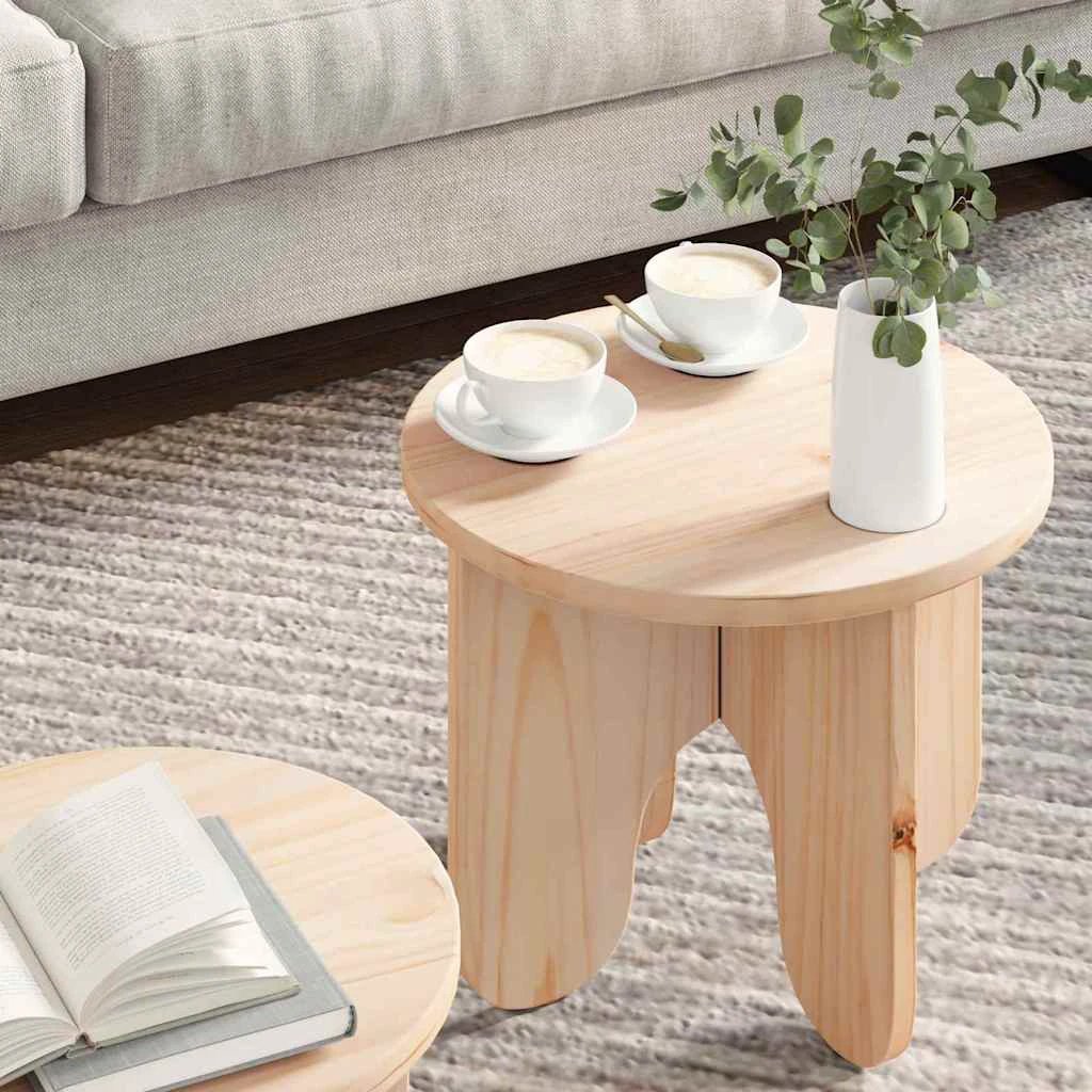 vidaXL VidaXL Round Coffee Table 2Pcs Natural Pine Home - Coffee Table