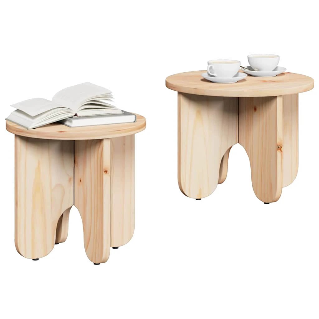 vidaXL VidaXL Round Coffee Table 2Pcs Natural Pine Home - Coffee Table