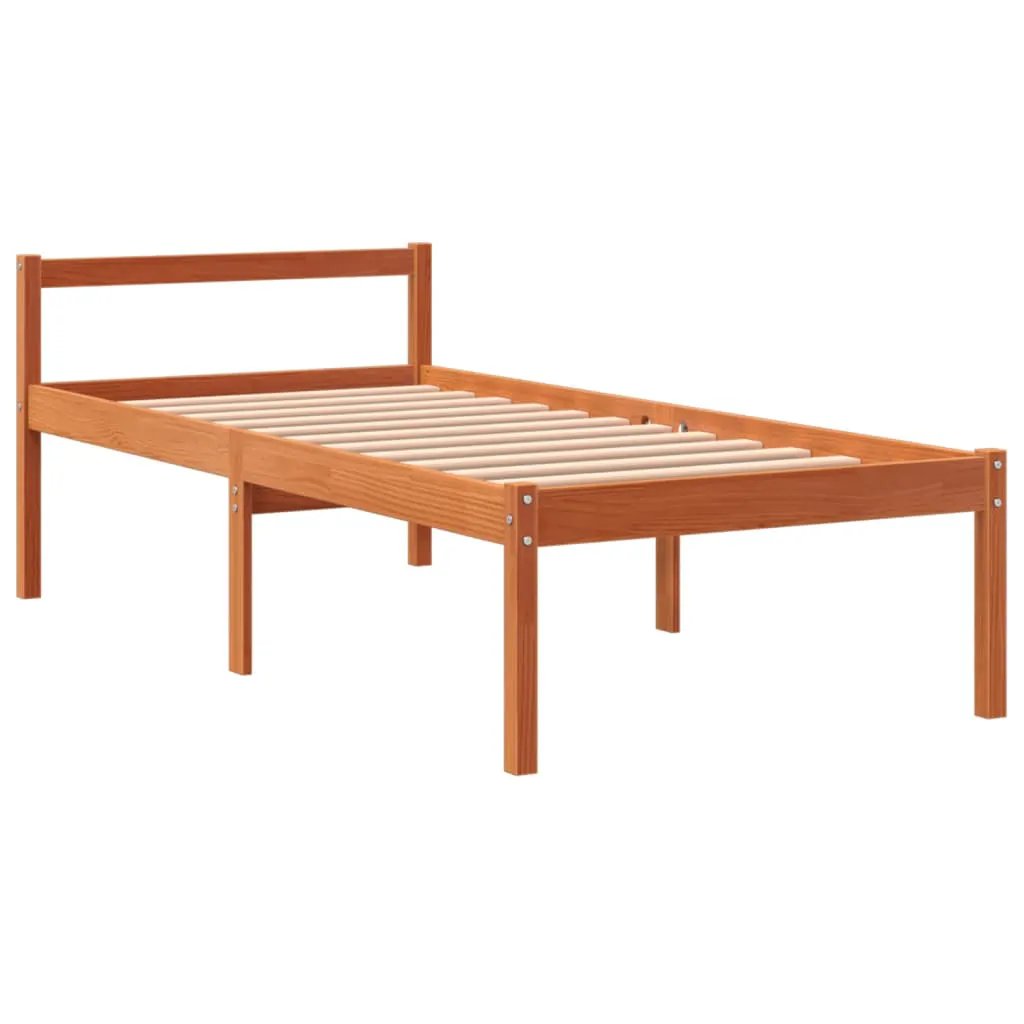 vidaXL vidaXL Senior Bed without Mattress Wax Brown 75x190 cm Small Single Solid Wood Pine - Bed Frames