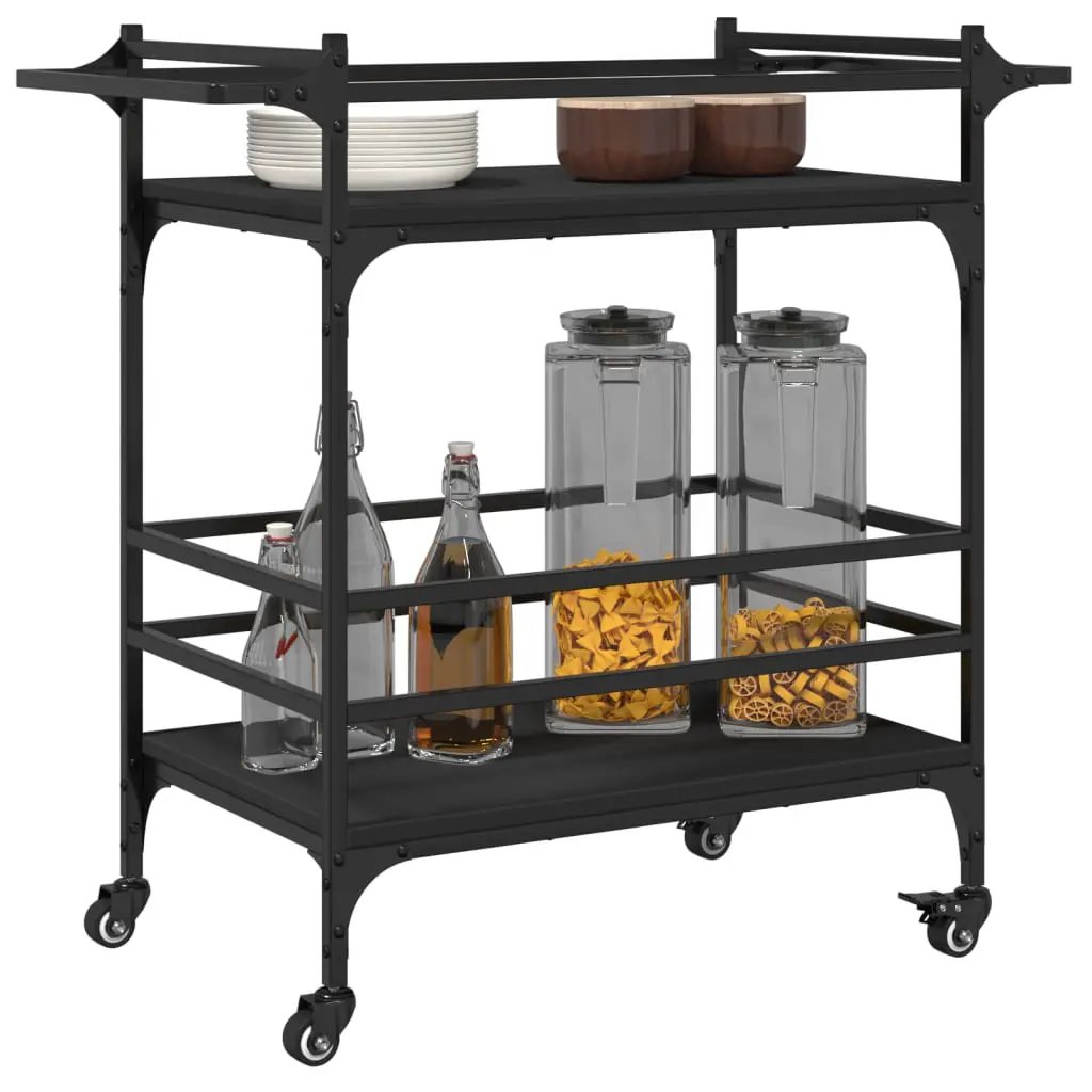 vidaXL Kitchen Trolley Black 82x40x78.5 cm Engineered Wood - from vidaXL