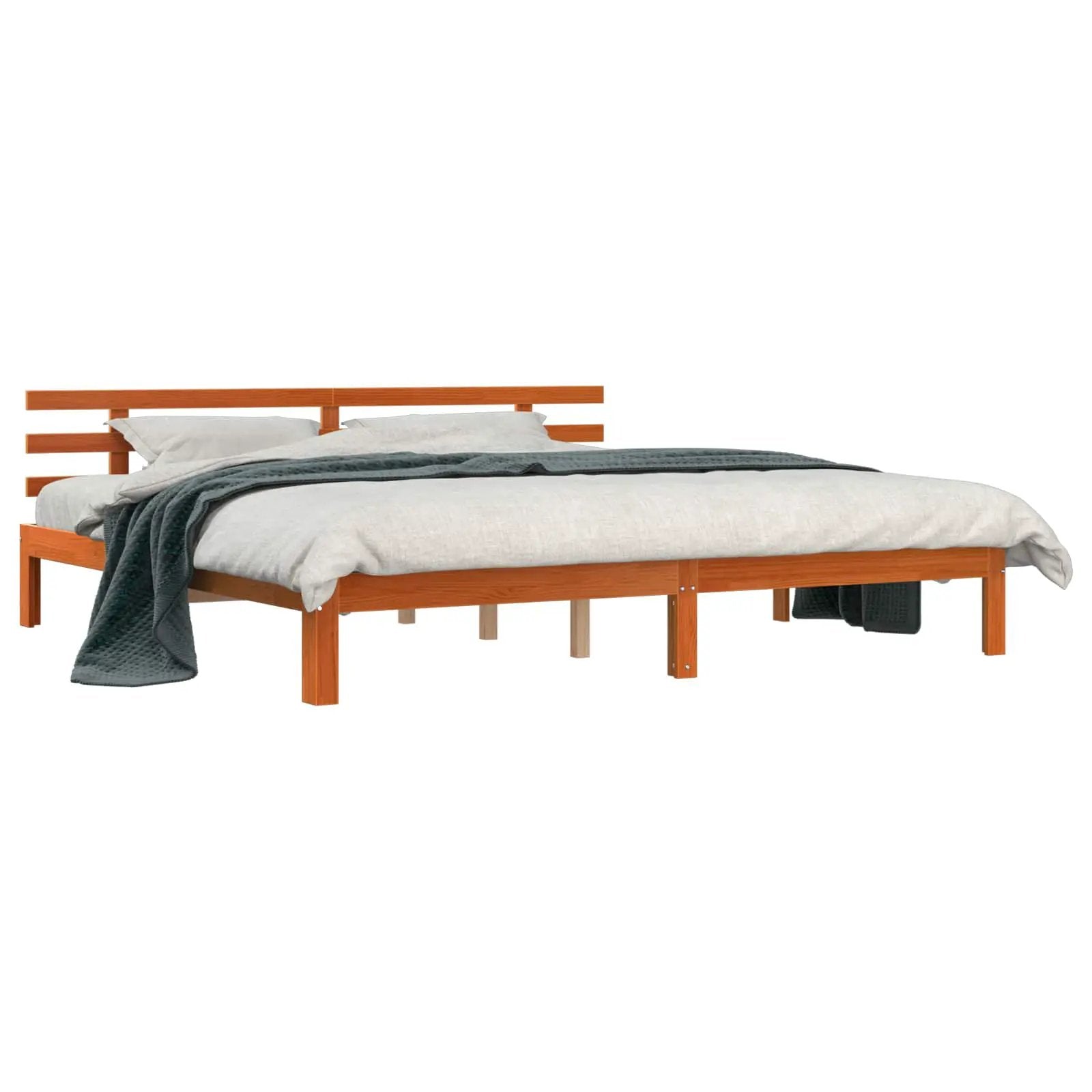 vidaXL vidaXL Bed Frame Wax Brown 203.5 x 205.5 x 69.5 cm Solid Wood Pine - Bed Frames