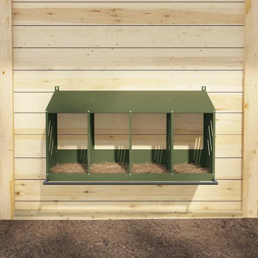 vidaXL Chicken Nesting Box with 4 Compartments Olive Green Metal - from vidaXL