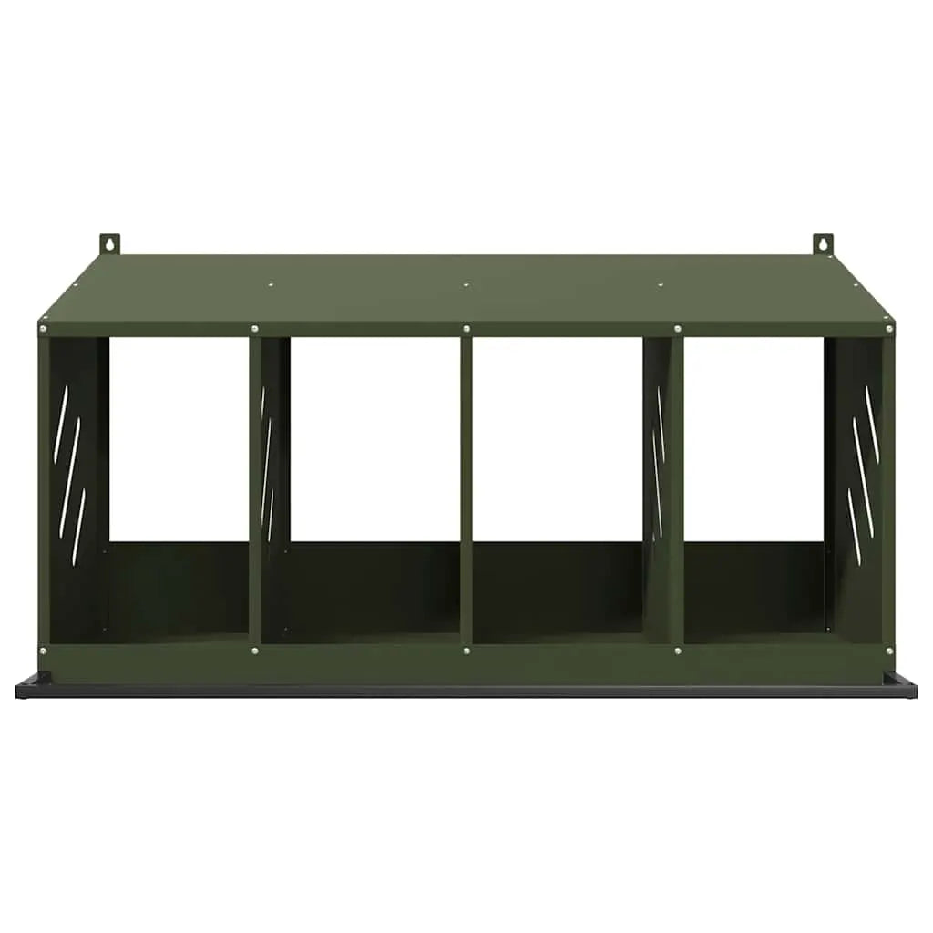 vidaXL Chicken Nesting Box with 4 Compartments Olive Green Metal - from vidaXL