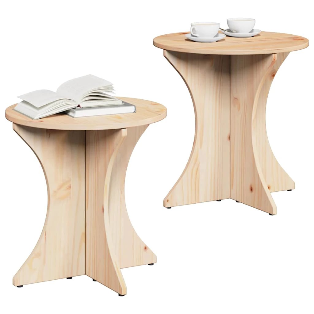 vidaXL VidaXL Round Pine Coffee Tables Set Dual Height - Coffee Table
