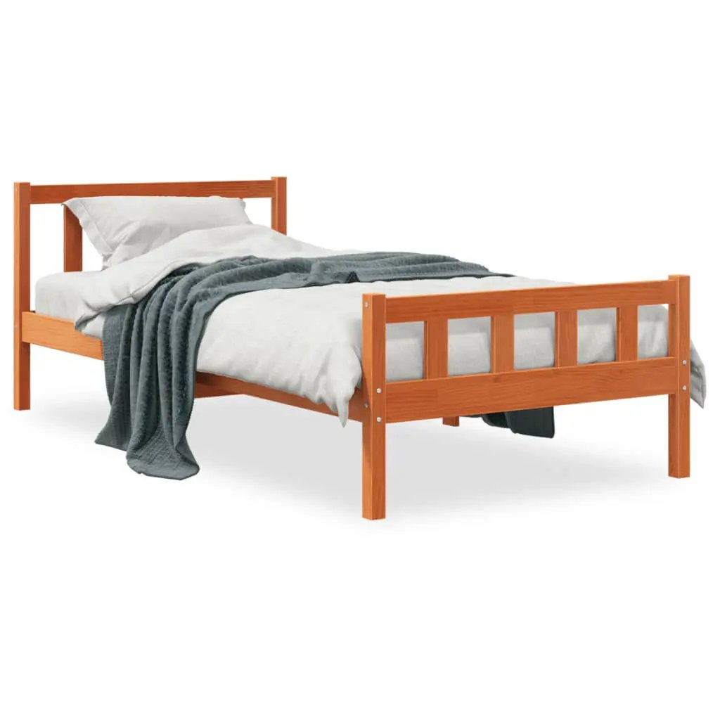 vidaXL vidaXL Bed Frame without Mattress Wax Brown 75x190 cm Small Single Solid Wood Pine - Bed Frames