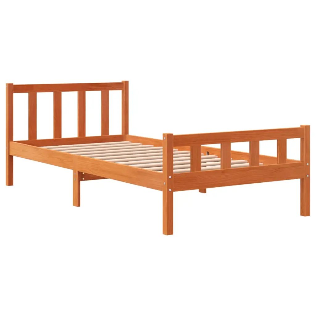 vidaXL vidaXL Bed Frame without Mattress Wax Brown 75x190 cm Small Single Solid Wood Pine - Bed Frames