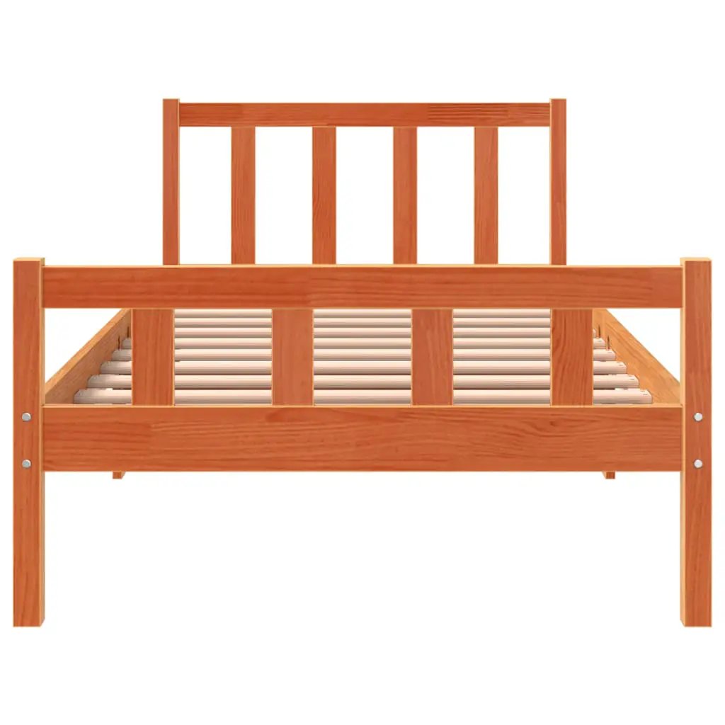 vidaXL vidaXL Bed Frame without Mattress Wax Brown 75x190 cm Small Single Solid Wood Pine - Bed Frames