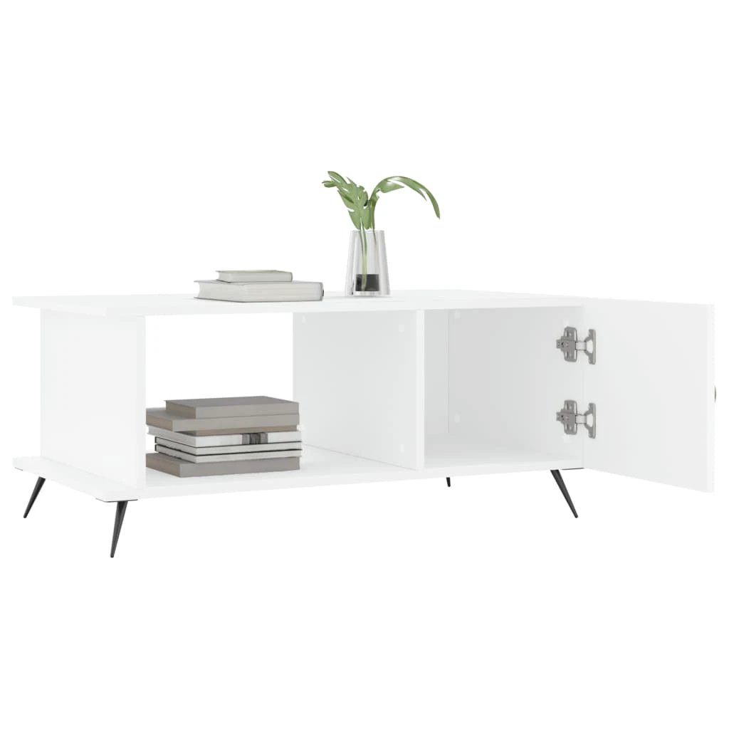 VidaXL Coffee Table 90x50x40 cm Engineered Wood With Two Storage Compartments Leather Handle by vidaXL