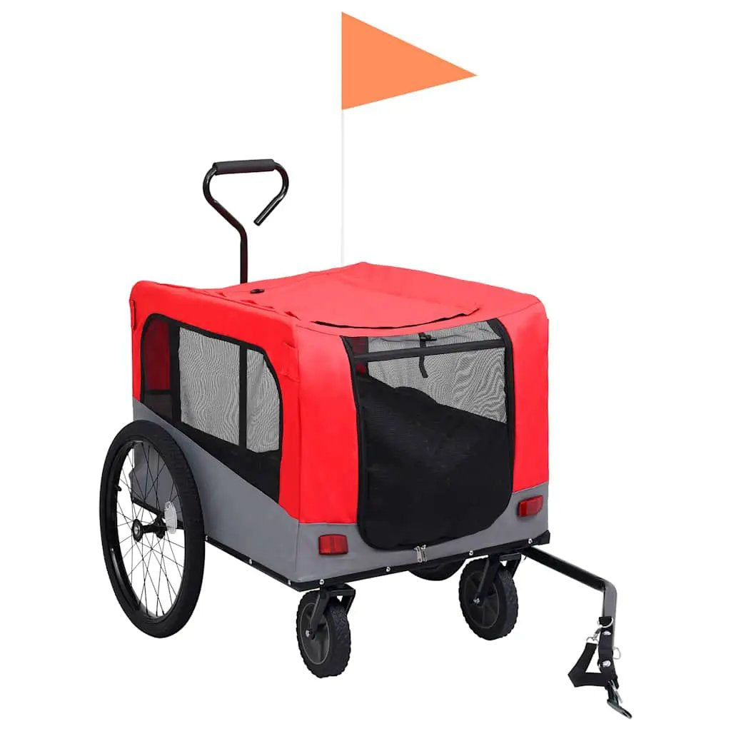 vidaXL Pet Bike Trailer | Red and Grey | Oxford fabric, steel, metal board - from vidaXL