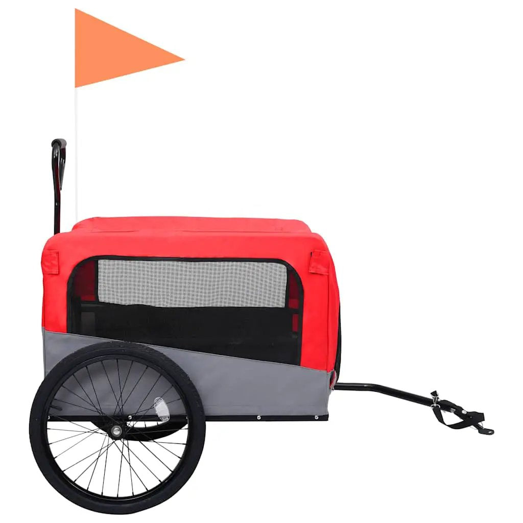 vidaXL Pet Bike Trailer | Red and Grey | Oxford fabric, steel, metal board - from vidaXL