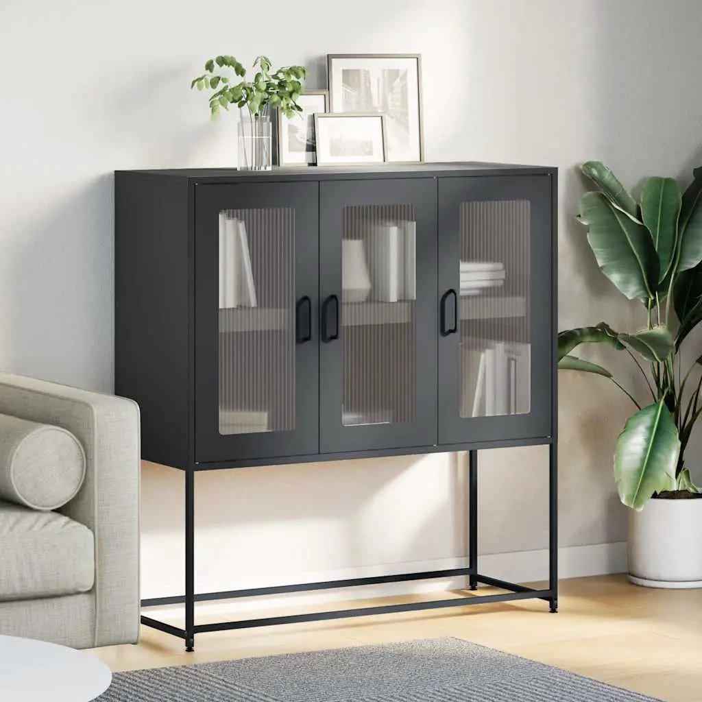 vidaXL vidaXL Sideboard Black 100.5x39x107 cm Cold-rolled Steel - Sideboard