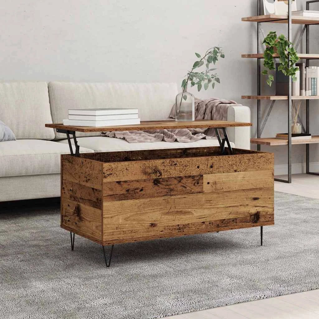 vidaXL Coffee Table 90x44.5x45 cm Industrial Old Wood Matte Finish Engineered Wood Living Room by vidaXL