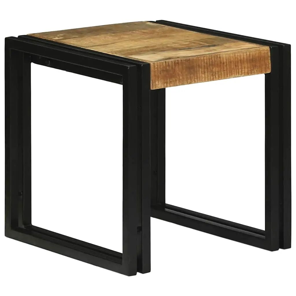 vidaXL vidaXL Nesting Table 3 pcs Brown and Black Solid Mango Wood and Metal - Nest of Tables